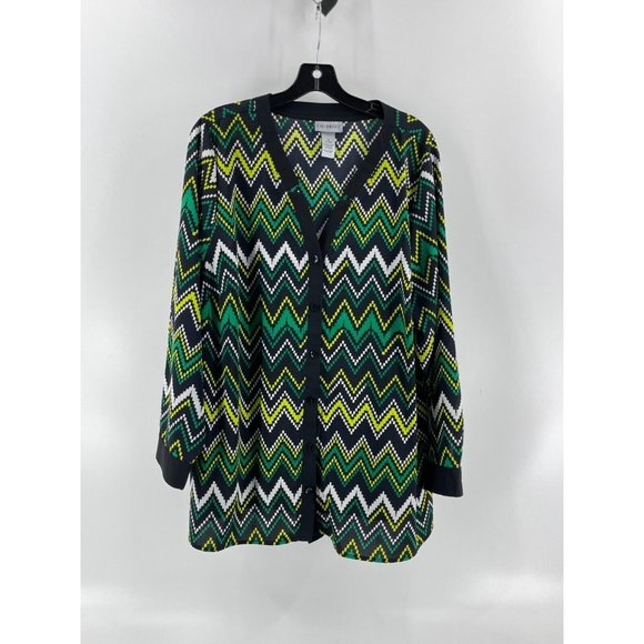 Catherines Women's Plus Long Sleeve Geometric Striped Top Shirt Size 1X 18/20W - Picture 2 of 13